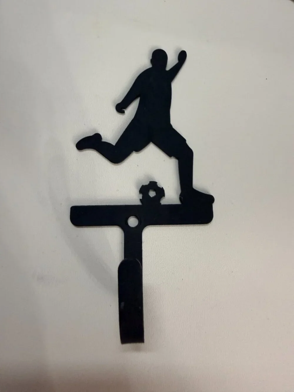Wrought Iron Soccer Player Wall Hook Small 3.5